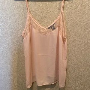 Silk lace pink tank top